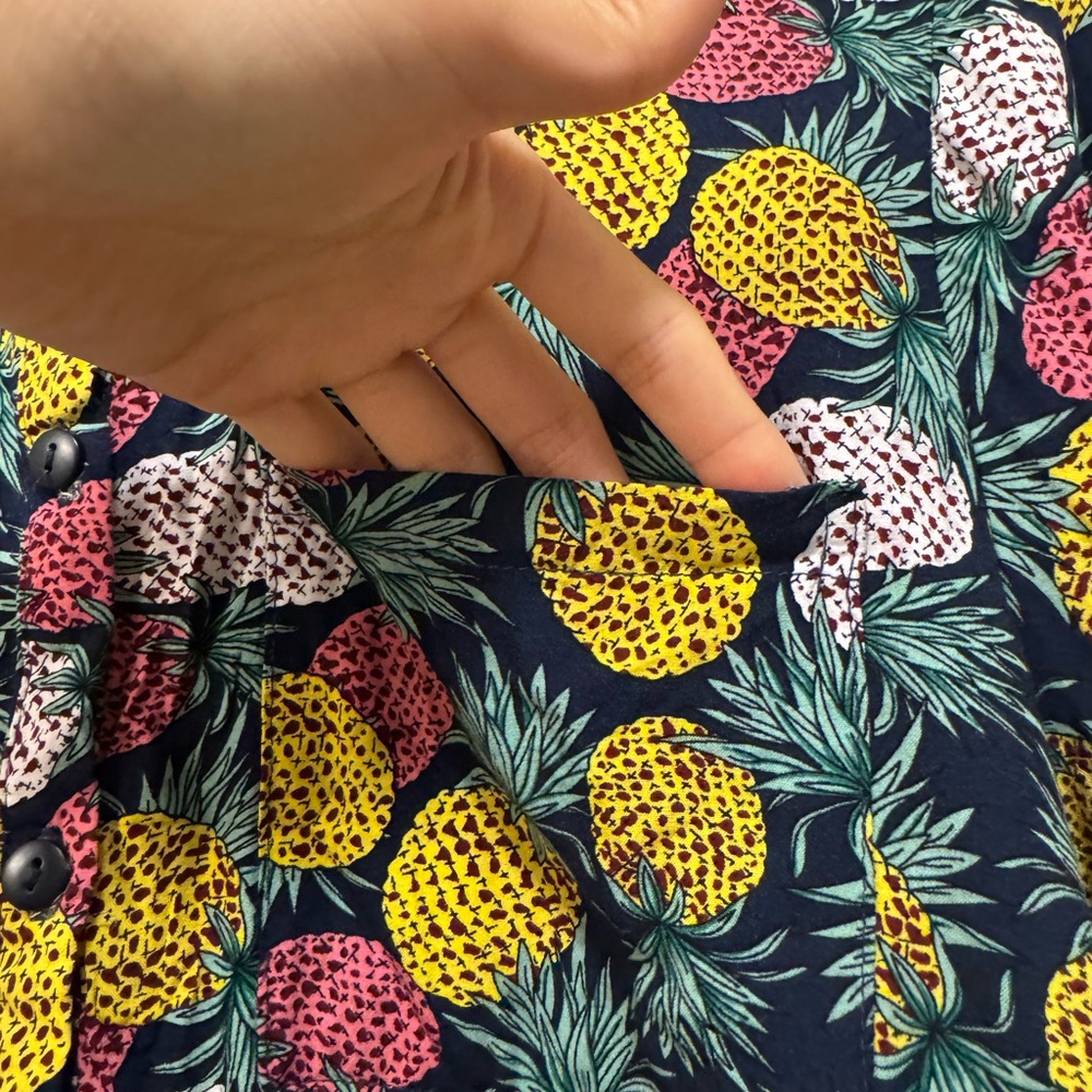 Love Notes Tropical Colorful Pineapple Button Down Shirt - Picture 4 of 6